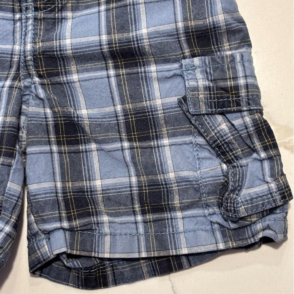 Gymboree | Infant Baby Boys Cargo Blue Navy White Plaid Casual Shorts 18-24M - Picture 6 of 16